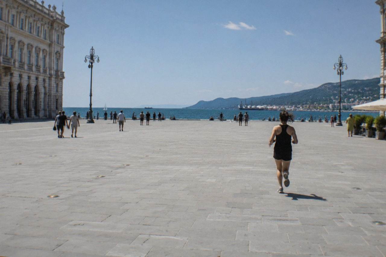 The seafront of Trieste, Italy, with Piazza Unità d'Italia opening onto the Adriatic and the hills behind the city