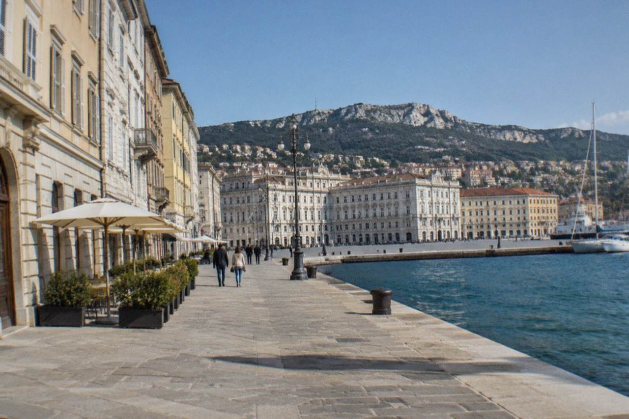 Trieste's seafront square facing the Adriatic on a clear day