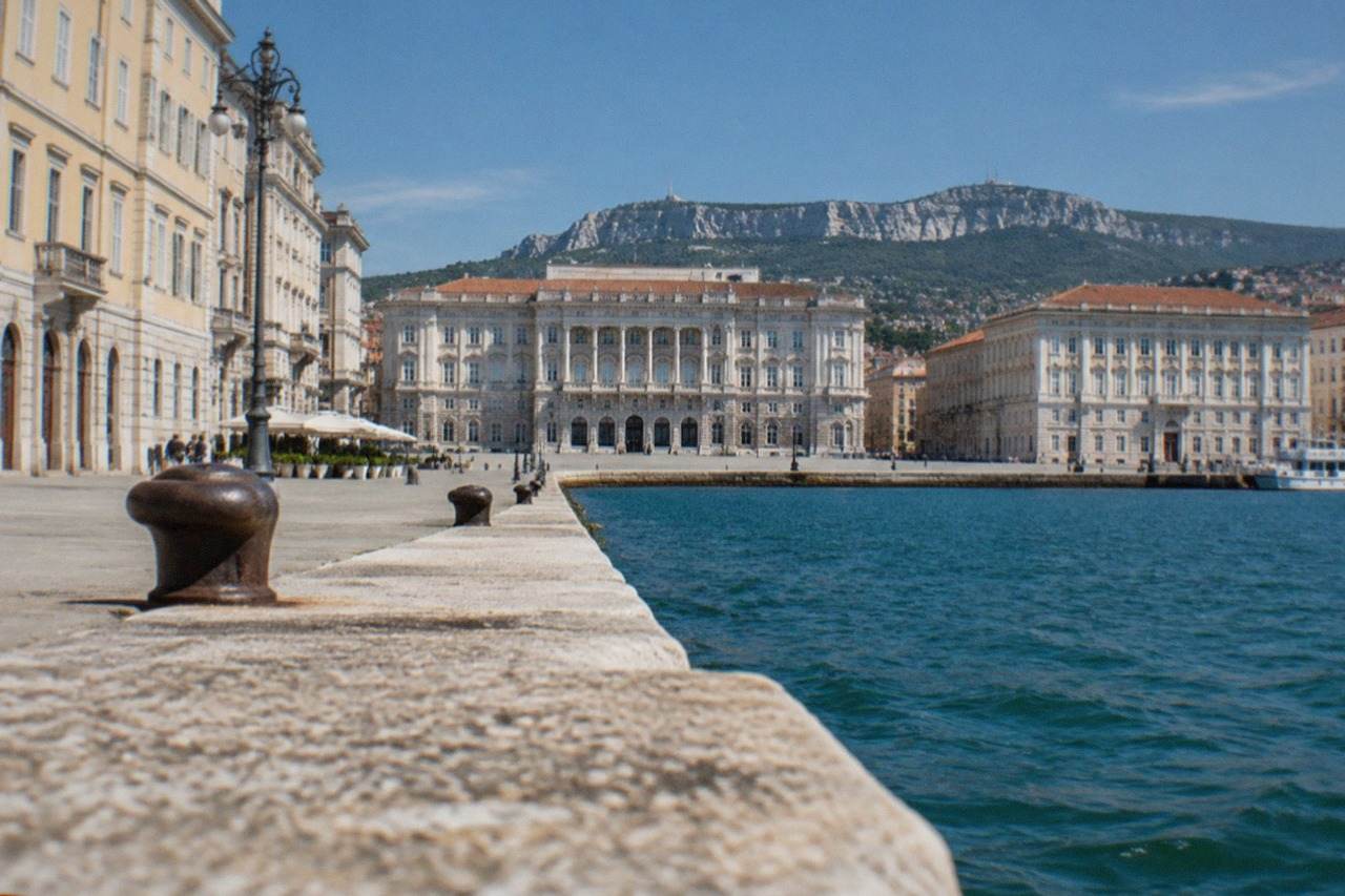 The seafront square of Trieste, Italy, with neoclassical facades facing the Adriatic