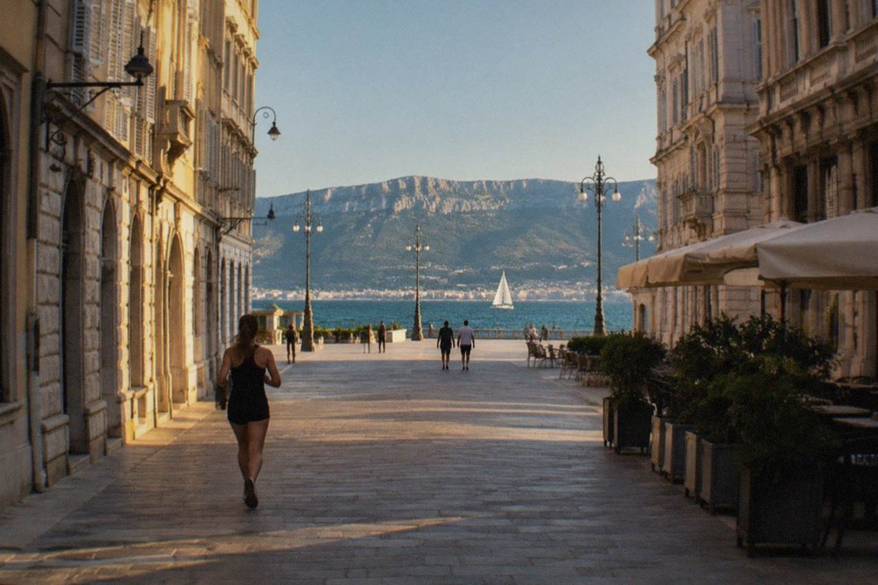 The seafront of Trieste in Italy with the open square facing the Adriatic gulf on a clear day