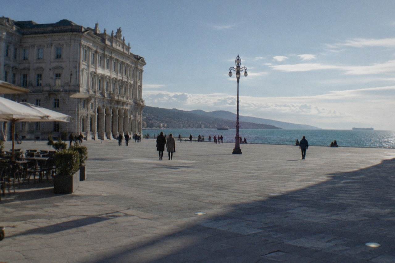 The seafront of Trieste, Italy, with Piazza Unità d'Italia and the Gulf of Trieste beyond