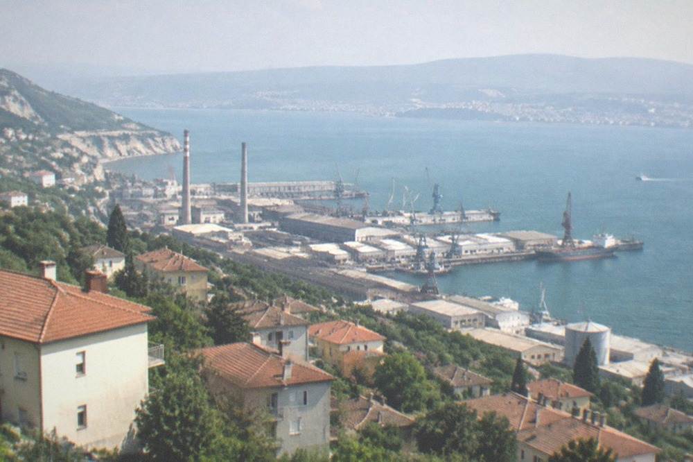 The shoreline of Muggia Bay with the Slovenian coast visible across the water