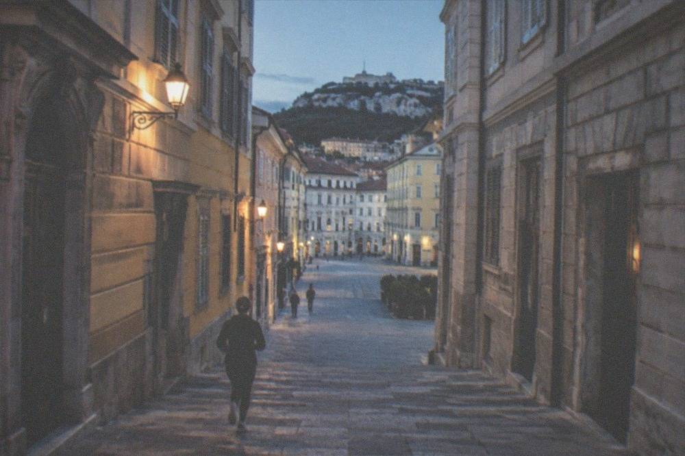 Stepped lanes of the old town of Trieste leading up towards San Giusto hill