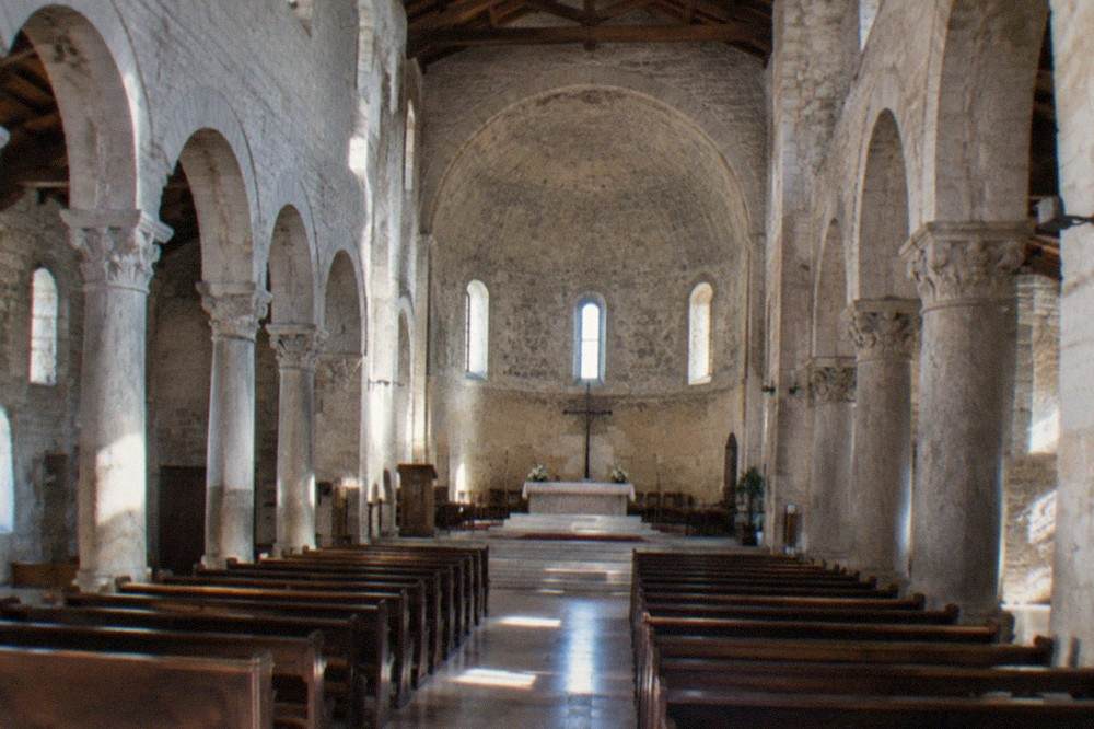 Interior of Trieste Cathedral showing the nave and altar