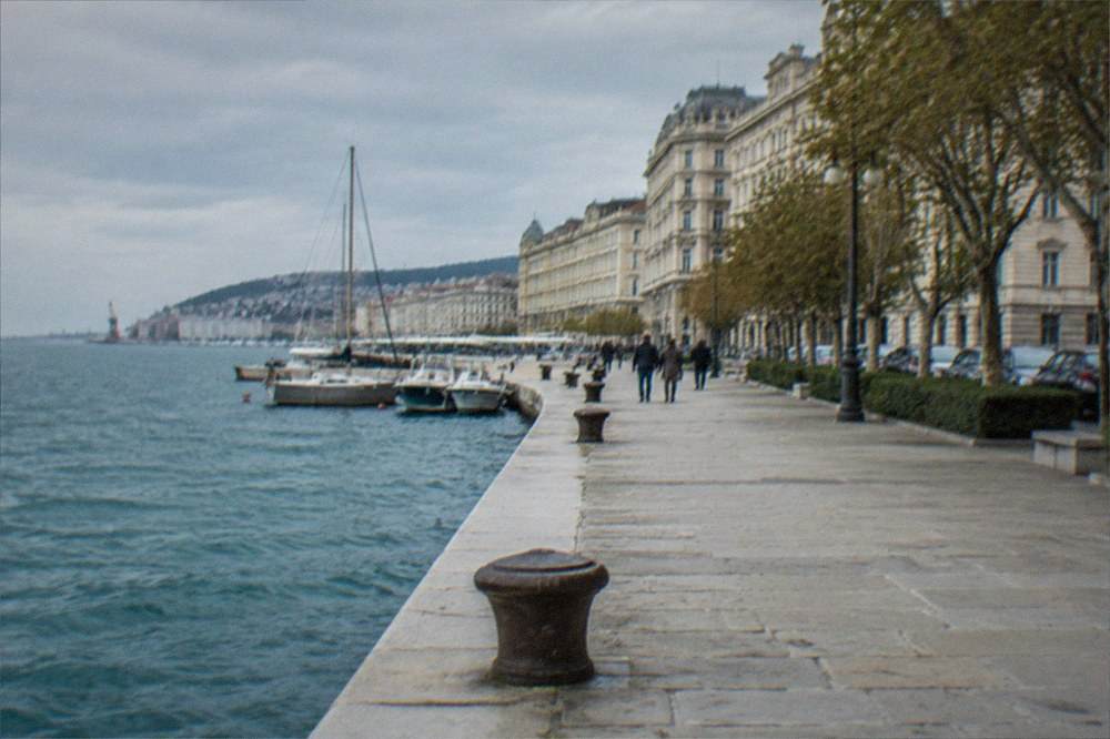 The seafront promenade of Trieste with the sea on one side and grand buildings on the other