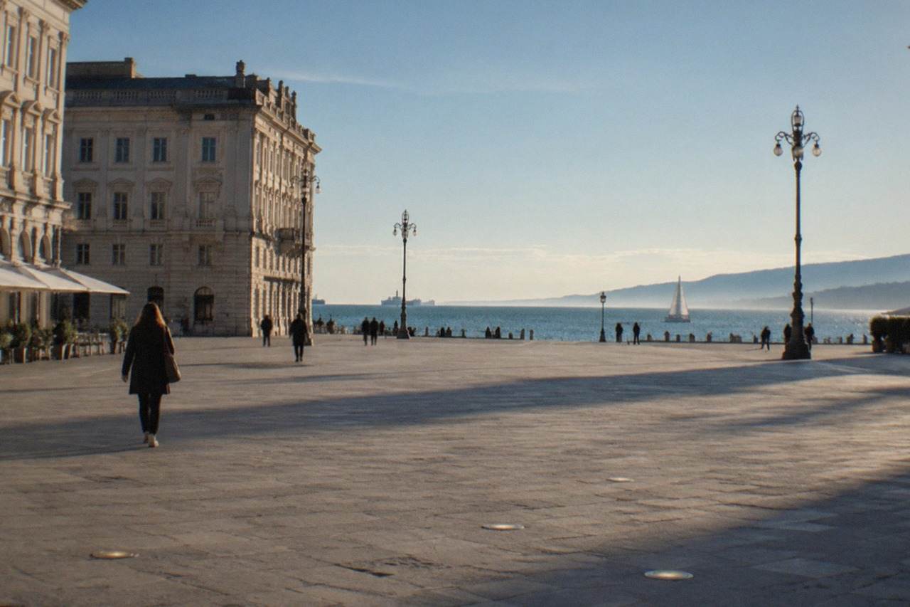 The seafront of Trieste with Piazza Unità d'Italia and the Gulf of Trieste behind it