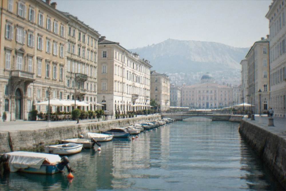 Elegant nineteenth-century buildings along a canal in a city centre