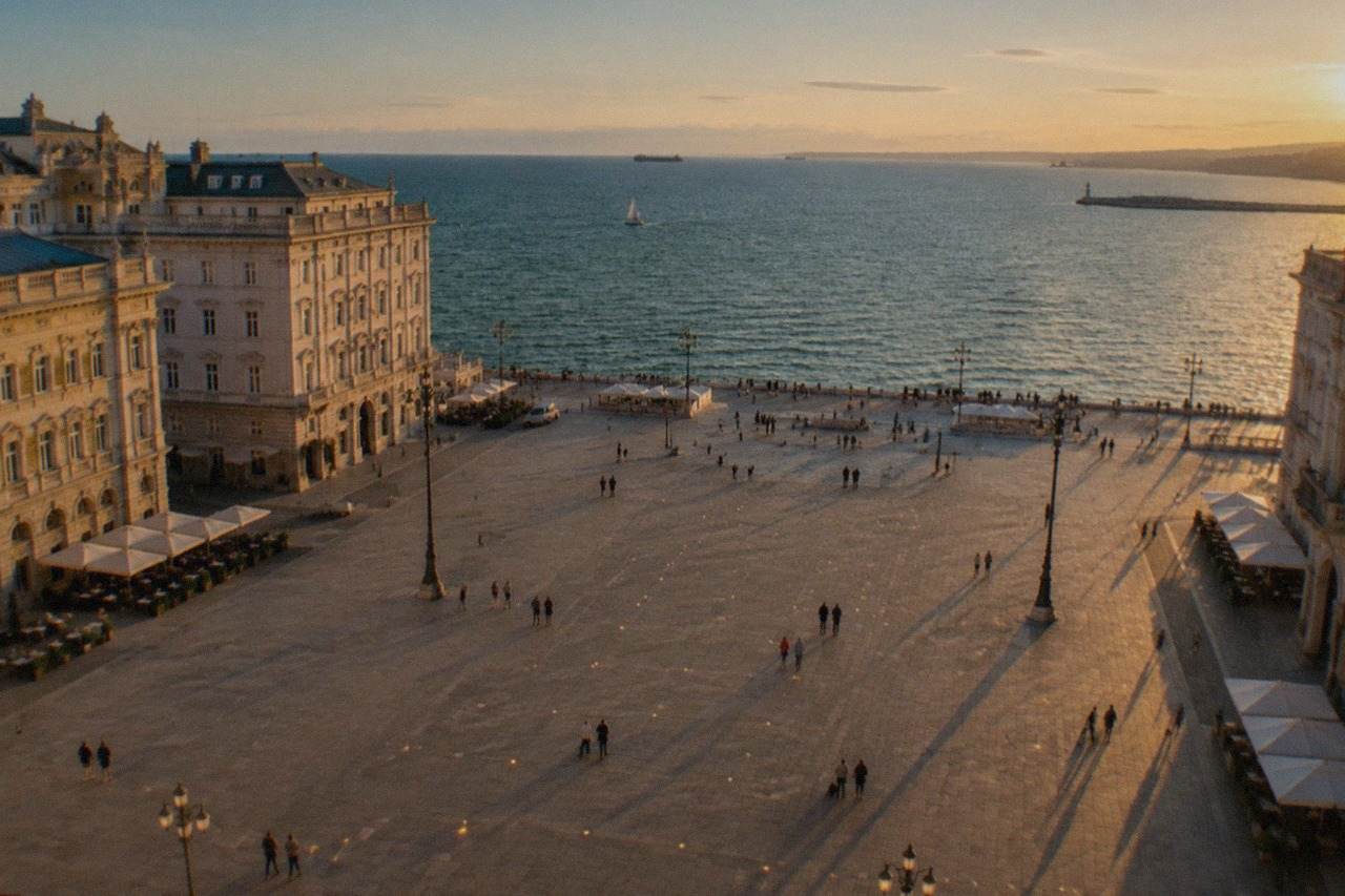 The seafront square of Trieste with the historic buildings of Piazza Unità d'Italia facing the Adriatic