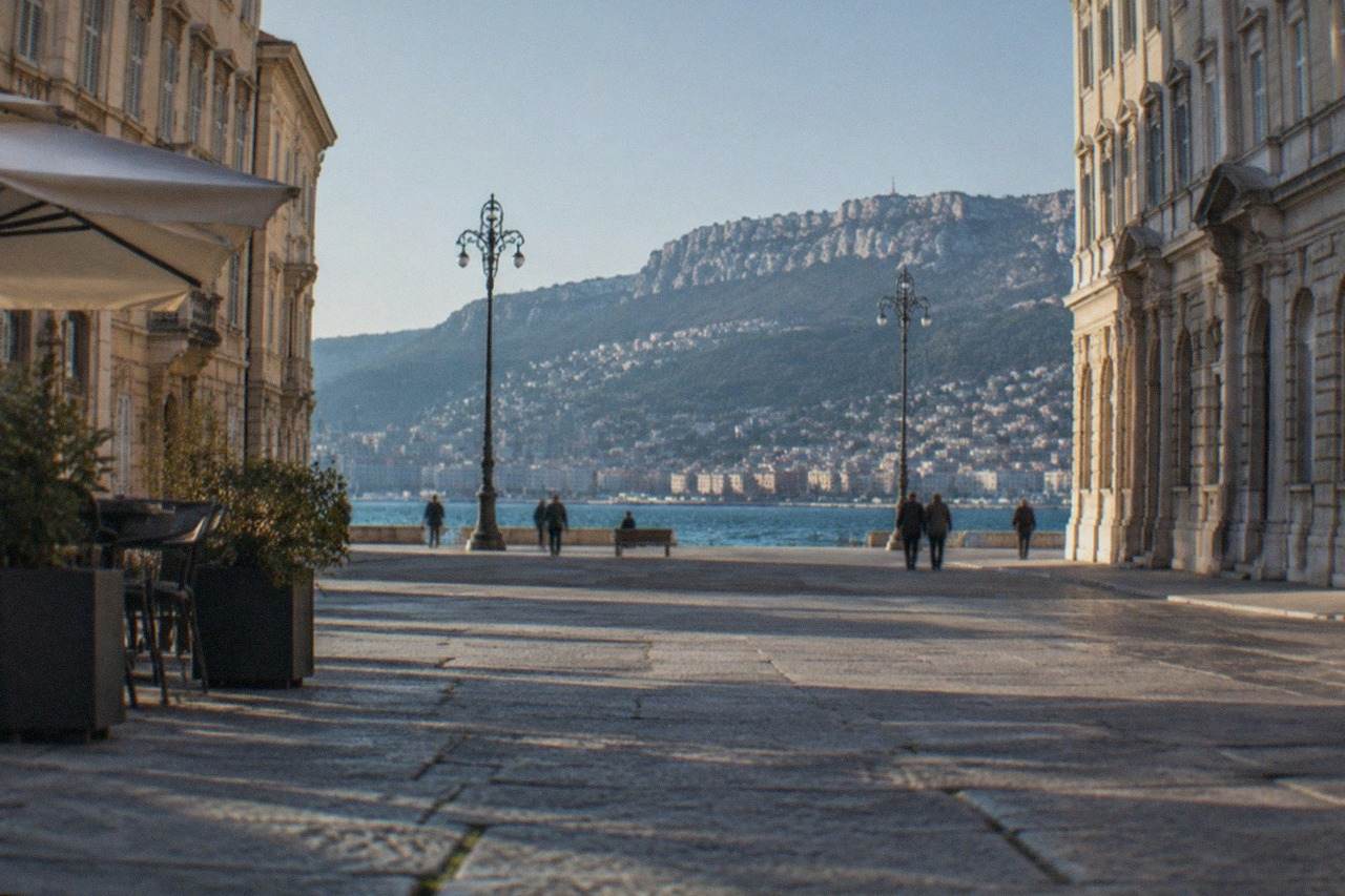 The seafront square of Trieste with its grand Habsburg facades facing the Adriatic