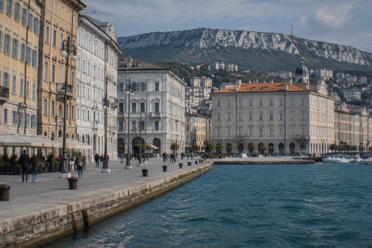 The seafront square of Trieste with the historic buildings along the water's edge